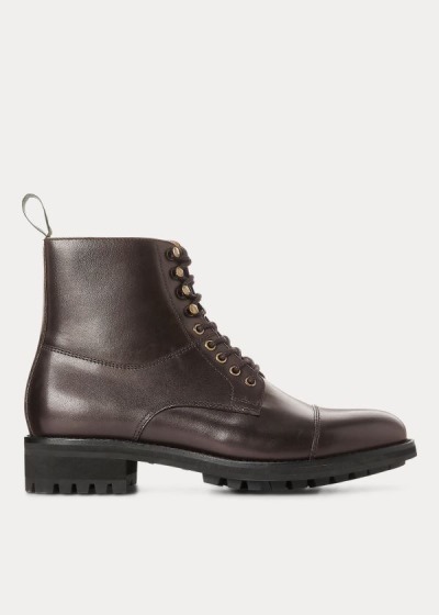 Botas Polo Ralph Lauren Hombre Marrom Oscuro - Bryson Cap-Toe Leather - HUIEZ0628